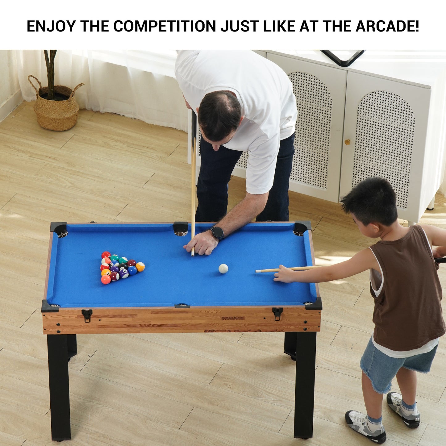 48in Folding Portable Combination Game Table Set With Ping Pong, Air Hockey, Pool Billiards For Kids And Adults, Indoor And Outdoor Games