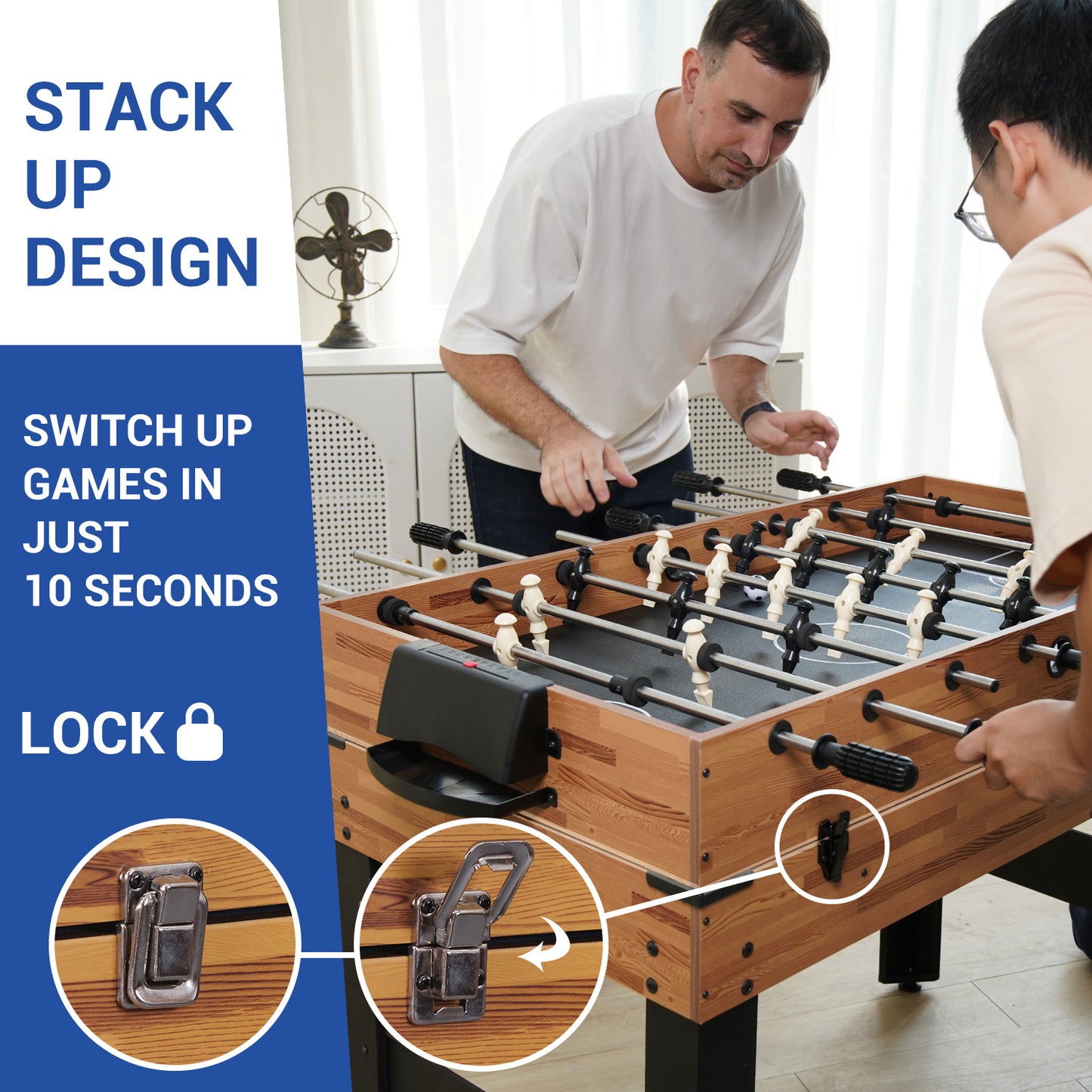 48in Folding Portable Combination Game Table Set With Ping Pong, Air Hockey, Pool Billiards For Kids And Adults, Indoor And Outdoor Games