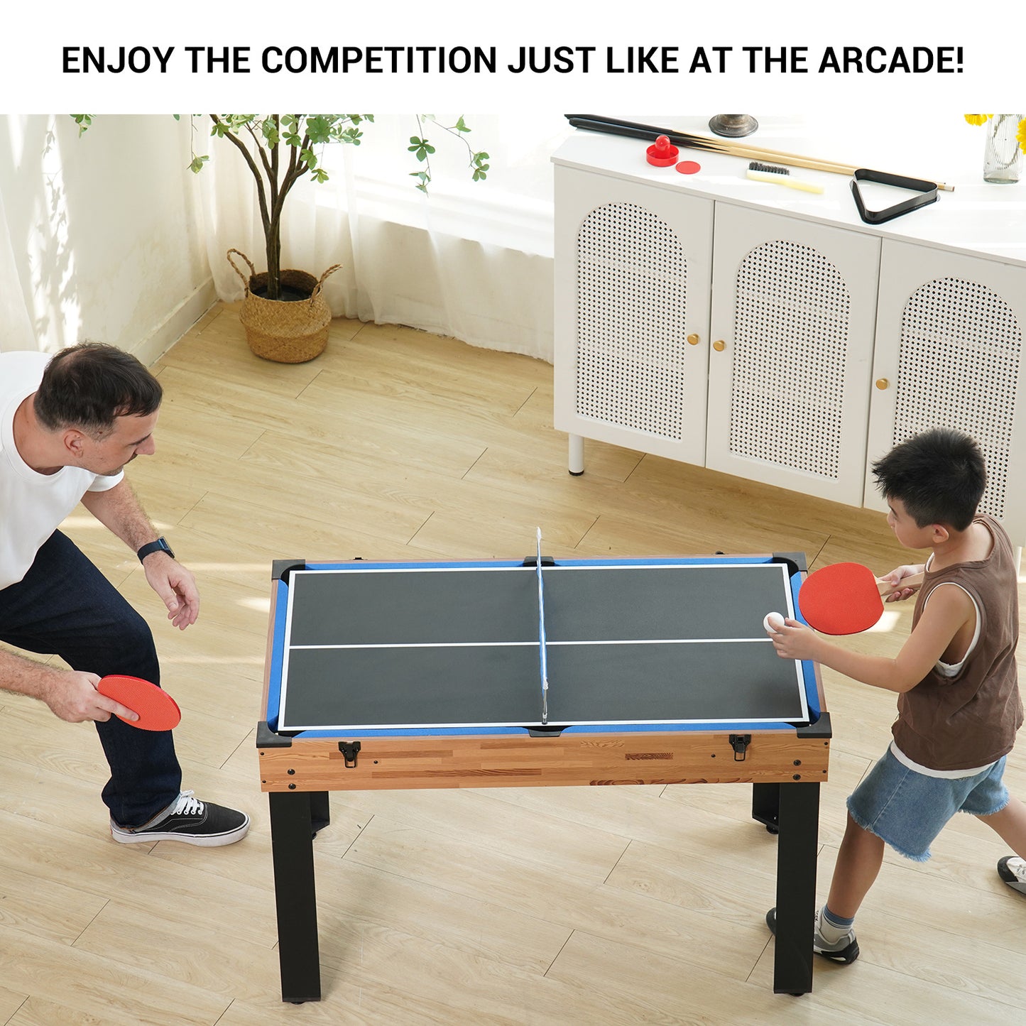 48in Folding Portable Combination Game Table Set With Ping Pong, Air Hockey, Pool Billiards For Kids And Adults, Indoor And Outdoor Games
